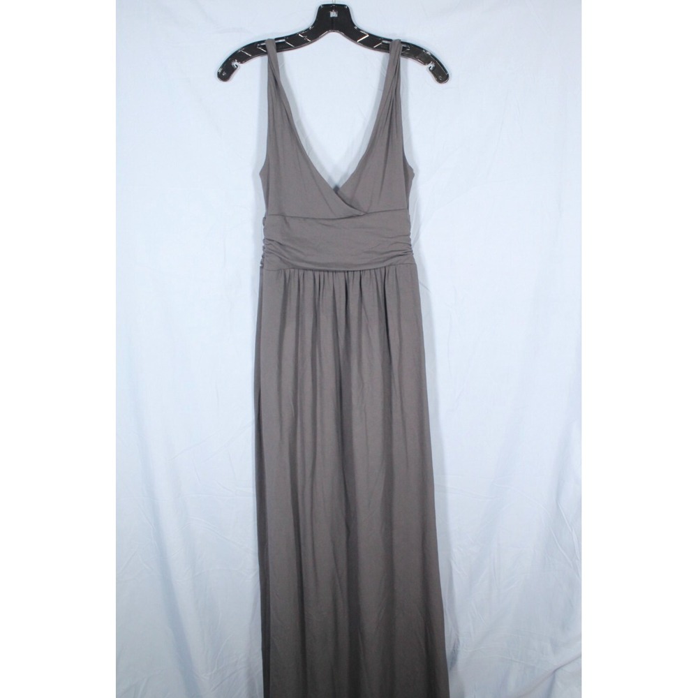 J. JILL Jersey Knit CHARCOAL GRAY Sleeveless RUCHED WAISTLINE Maxi Tank Dress 2
